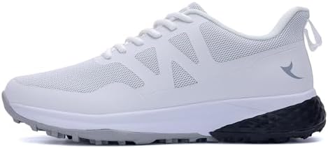 DNOEKW Mens Golf Shoes Spikeless Professional Outdoor Golf Shoes for Men WhiteGray US 7
