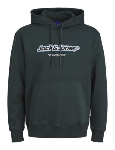 Photo de JACK & JONES Jorvesterbro Newton Branding Sweat à Capuche Sweatshirt, Forest River/Impression : JJ, M Homme