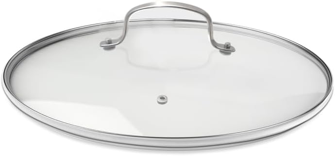 Nuwave 12 Vented Tempered Glass Lid, Oven Safe up to 350F, Dishwasher Safe, Shatter-Resistant, Easy to Clean, Stainless-Steel Handle and Rim, Compatible w/Most 12" Cookware