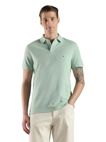 Image of Tommy Hilfiger Solid Regular fit Cotton Polo t-Shirt