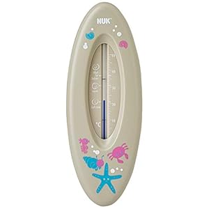 NUK Badethermometer für sicheres Baden, natürliche Messflüssigkeit aus Rapsöl, Made in Germany, 1 Stück, grau