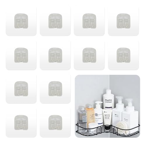 soitzhoc 16 Piezas Ducha Lavabo ganchos adhesivos, Esquina Ducha Lavaboadhesivo baño, Transparente gancho adhesivo, Para Baño Cocina Ducha Lavabo Estante Esquina ((Gancho simple))