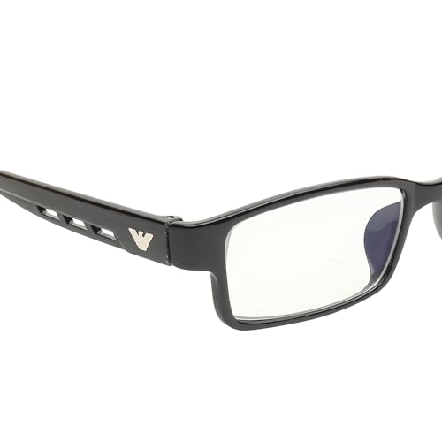 Image of CRIBA Black Frame Reading Glass with Power +1.00,+1.25,+1.50, +1.75,+2.00, +2.25, +2.50, +2.75, +300,+3.25 For Men and Women | Lightweight Rectangular Plastic Frame | Power Specs D