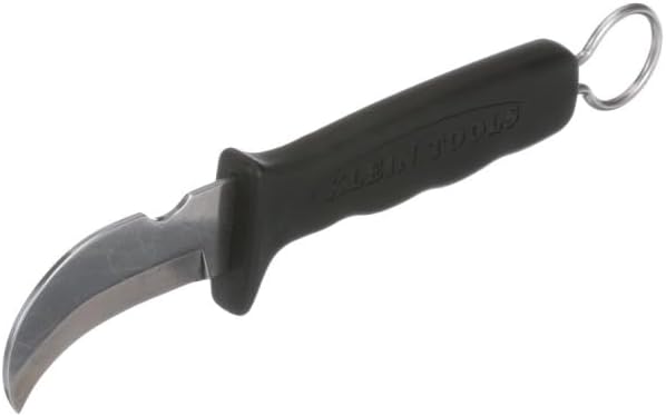 Klein Tools 1570-3 Fixed Blade Professional Knife, Made in USA, features 3-Inch Steel Hook Blade, Best Knife for Cable Skinning