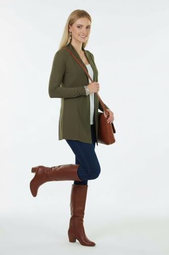 Image of ToBeInStyle Womens Open Front Long Sleeve Lightweight Asymmetrical Draped Cardigan with Side Pockets