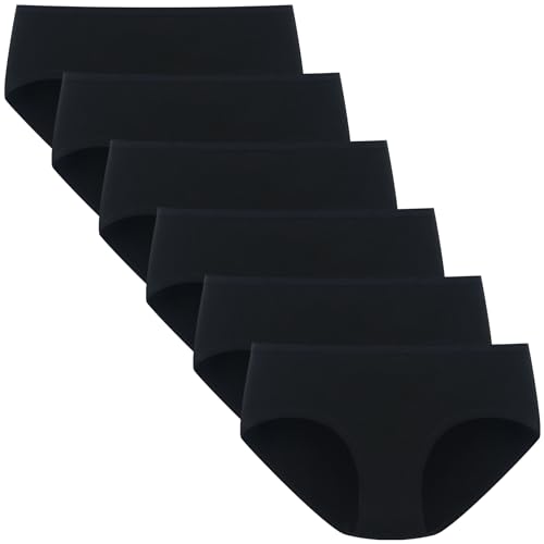 POPKOK Womens Underwear Soft Cotton Hipster Panties Mid Rise Briefs 6 Pack Regular and Plus Size