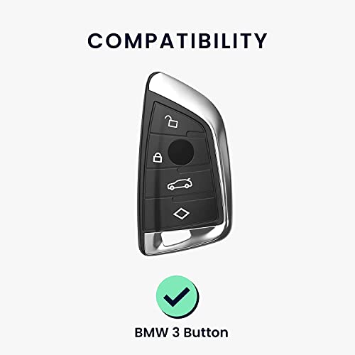 Image of Keyzone TPU car Key Cover Compatible for BMW X1, X3, X6, X5, 5 Series, 6 Series, 7 Series 4 Button smart Key (Type2) (Gold Black)