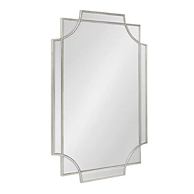 Kate and Laurel Minuette Glam Wall Mirror, 24 x 36, Silver, Elegant Traditional Home Decor with A Boho Charm