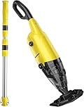 Cordless Pool Vacuum Cleaner for Above Ground Pool & In Ground Rechargeable Pool Vacuum Cleaner - 90 Mins Runtime, with 69" Telescopic Pole, Spa Vacuum for Hot Tub- Fast 3H Charge (Yellow)