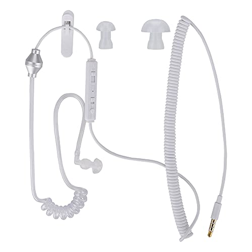 Gucagle 3,5 mm Anti Radiation Auricero Tubo de Aire Auricular Reel Unilateral Mini Micrófono Transmisión de Sonido de para entornos ruidosos White 1.2m 24 g