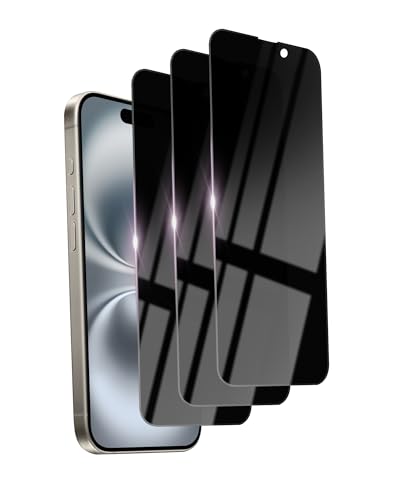Ifaeveus 3 Pack Privacy Screen Protector for iPhone 16 Plus Tempered Glass 6.7inch Private Saver Anti-Spy Eye Protection Anti-Scratch Full Coverage
