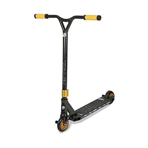 Riprail Semi Pro 1 Performance Stunt Scooter with Alloy Deck, Alloy Core Wheels, ABEC-9 Bearings, Alloy NECO Threadless Headset, Alloy CNC Machined Fork, 2 Pegs and Gold Components Cover