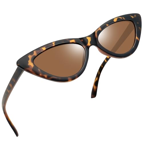 Joopin Vintage 60er Cateye Sonnenbrille Damen Braun UV400 und Retro Katzenauge Sonnenbrille Damen Polarisiert Dreieck Cateye Brille Party Cosplay (Braun Leopard)