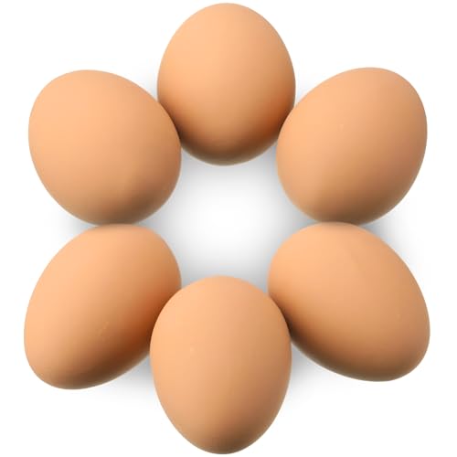 Halloscume 6 Pcs Ceramic Chicken Nesting Eggs Easter Fake Chicken Eggs for Nesting Boxes Realistic Crafts for Hens to Lay Easter Home Decor Kitchen(Brown)