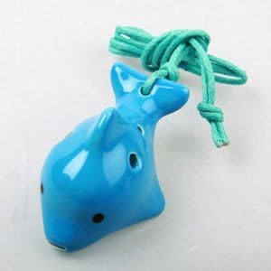 Dolphin 4 Holes Novelty Pendant Ceramic Ocarina. Great Gift, Dexterous, Easy to Carry and Learn. Linn's Arts!