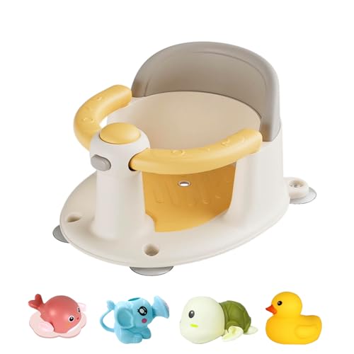 Baby Bath Seat for Infant Toddler 6 Months and up, Portable Foldable Non-Slip Baby Bathtub Seat 4 Secure Suction Cups for Baby Sitting Up (Yellow)