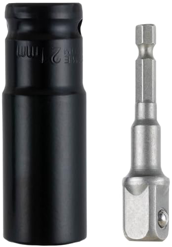 YoiYee - YoiYee 1/2" Drive Deep Impact Socket with 21mm 6-Point Design and 3-Inch Length, Plus 1/4" Hex Shank to 1/2" Socket Adapter
