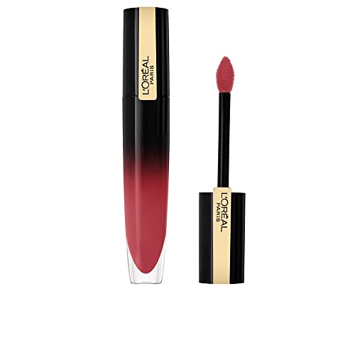 L’Oreal Paris Lip Satin Gloss, Liquid Lipstick, Brilliant Signature Lip Gloss Colour Ink, Super Lighweight Feel, Enriched with Shiny Oils, Purple,302 Be Outstanding
