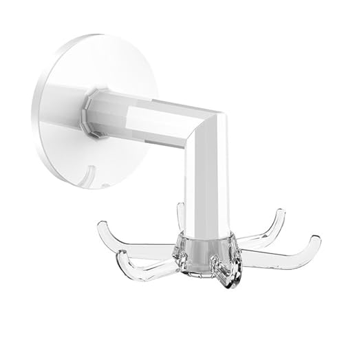 Rotating Kitchen Utility Hooks, 360 Degree Wall Hook with 6 Hooks, Multifunctional Waterproof -Free Adhesive Utensil Hanger Rack for Cabinet, Towel