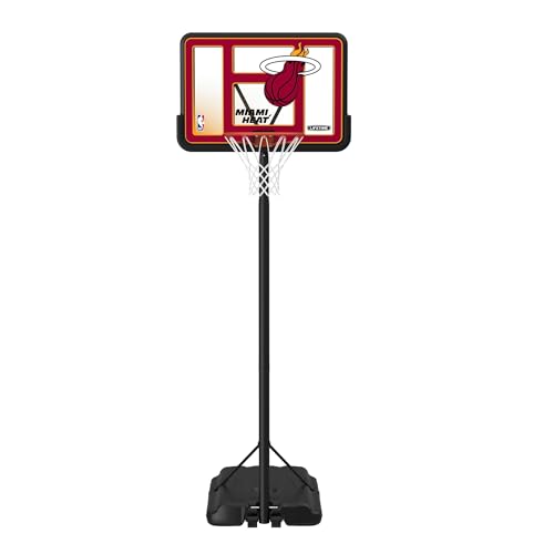 Image of Lifetime NBA Miami Heat Portable Basketball Hoop, Adjustable Height 7.5-10 Ft, 44 Inch Shatterproof Fusion Backboard, Base with Wheels