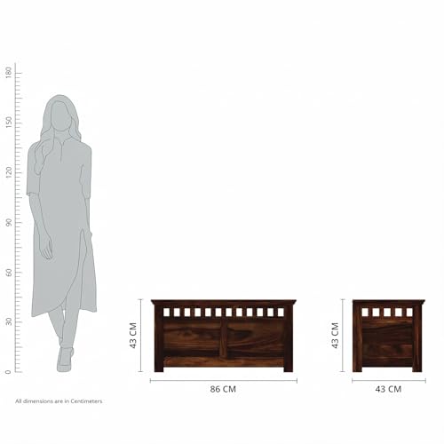 Image of Amazon Brand - Solimo Novae Solid Sheesham Wood Storage Trunk | Wooden Box Chest for Clothes Linen Storage for Bedroom Living Room and Home (Walnut Finish)