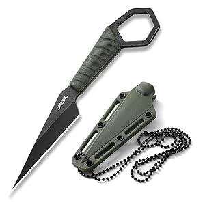 Omesio S-FC17 Neck Knife mit Scheide, 5CR13MOV Stahl ABS Griff EDC Messer Halskette für Drop Point...