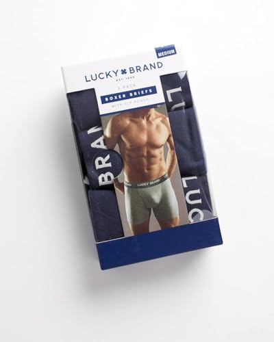 Lucky Brand Mens Boxer Briefs - 3 Pack Classic Mens Underwear Boxer Briefs with Functional Fly - Soft Cotton Boxers for Men3