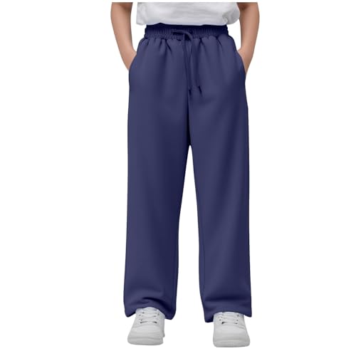 Sweat Pants for Girls Wide Leg High Waist Joggers Drawstring Elastic Cute Clothes with Pockets