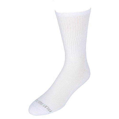Fruit of the Loom Men's 6-Pack Crew Socks White One Size