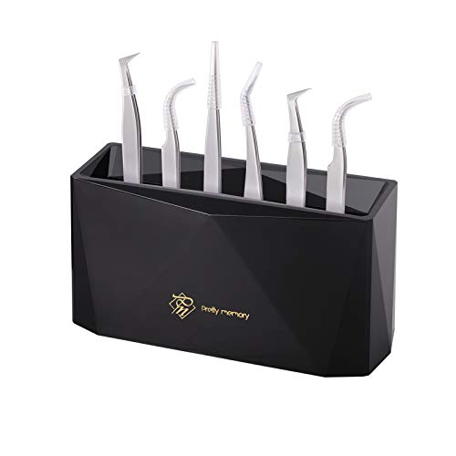 Pretty memory Tweezer Holder 6 Holes Lash Tweezer Holder for Eyelash Extensions Tweezer Stand for Eyelashes Extension Supplies Lash Accessories Tools, Black