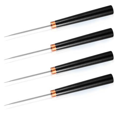 Fangxuee 4 Piezas Herramientas Punzón Afeitar con Madera, Juego Punzón Costura, Punzón Sastre para Perforar, Herramienta Reparación Punzón Costura para Bricolaje