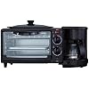 3-in-1 Breakfast Station - Includes Coffee Maker, Non-Stick Griddle, and Toaster Oven - Versatile Breakfast Maker with Timer - Black