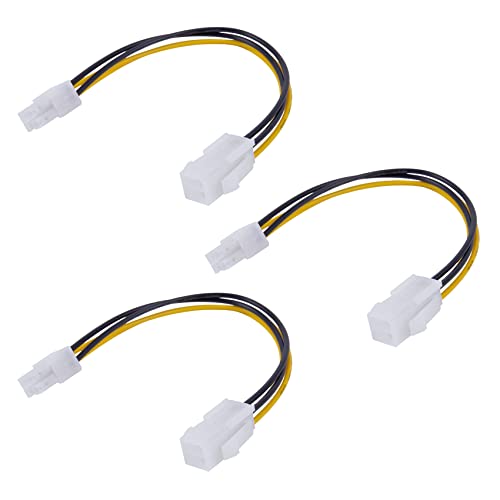 Dxoniislh 3piezas 20CM / 8 Pulgadas 12V Macho A Hembra P4 Cable de Extensión de Fuente de Alimentación de CPU