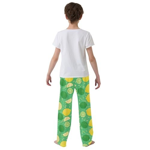 ZZXXB Lemon Lime Fruit Boys Long Pants Soft Trousers Elastic Waist Kids Lounge Bottoms with Pockets S-XL3