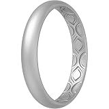 ThunderFit Anillo de boda de silicona transpirable para mujer, 3 mm de ancho, 1,5 mm de grosor, 12 anillos, 8 anillos, 4 anillos, 1 anillo, 7.5 - 8 (18.2mm), Silicona, plata