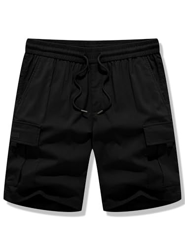 Image of JMIERR Men's Casual Stretch Cargo Shorts | Drawstring Elastic Waist, Multi Pockets, Summer Work Short, Classic