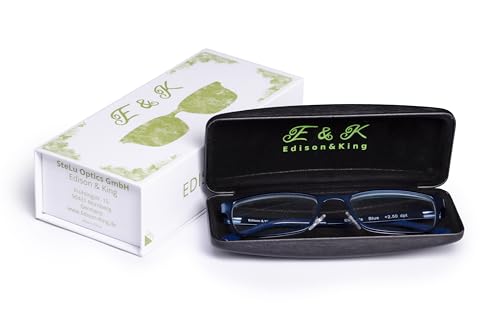 Elements metalowe okulary do czytania z soczewkami premium (Niebieski, +1,50 dpt)
