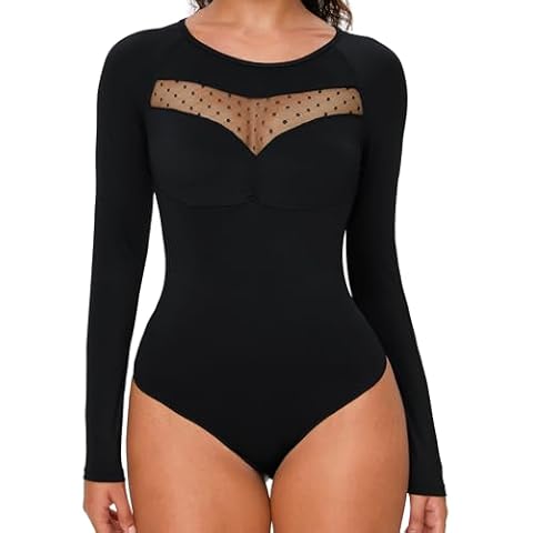 FXTYK Women's Long Sleeve Cutout Bodysuit Cover