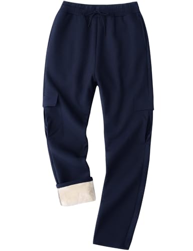 Gihuo Men's Winter Sherpa Lined Fleece Sweatpants - Black, Size 34 (Regular, 28-32 Inseam)