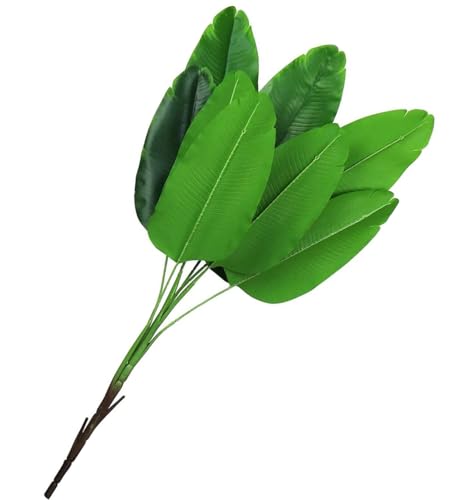 Artificial Bird of Paradise Plants 31 Inch 2 Pack, Fake Banana Trees 9 Branches Big Leaves Real Touch Greenery Palm Faux Plant for Indoor Outdoor Floor Plant Home Living Room Office Bedroom DIY Decor by MASUMARK SM - Used condition - Image 7
