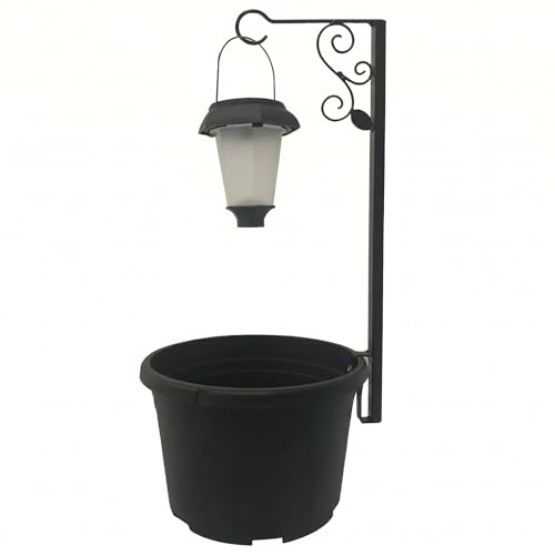 Poste de lámpara solar decorativa con maceta integrada y resistencia al agua 2