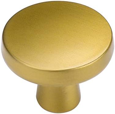 goldenwarm Brushed Brass Cabinet Knobs Solid Gold Dresser Knobs - LS5310YW Modern Drawer Knobs Kitchen Cupboard Hardware Bathroom Cabinet Hardware, 10 Pack