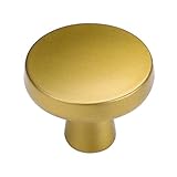 goldenwarm 10 Pack Brushed Brass Cabinet Knobs for Modern Kitchen Hardware Handles Gold Round Drawer Knob for Closet Bifold Cabinets Pulls,1.27 Inch