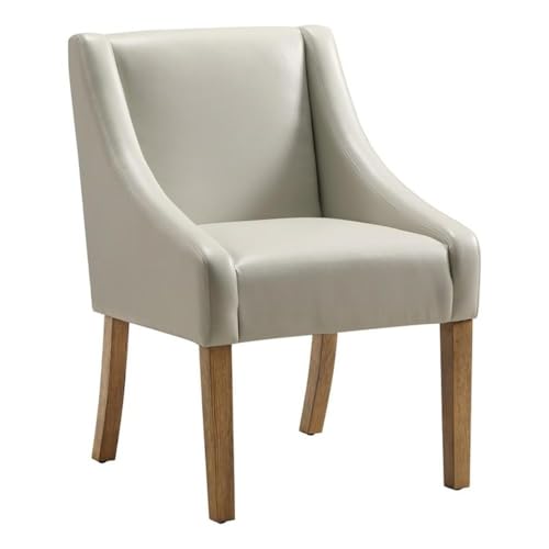 Pemberly Row Dining Chair, Cream Faux Leather Upholstery, Medium Espresso
