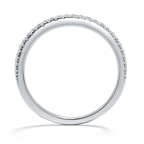 BERRICLE Sterling Silver Wishbone Rings Stackable Curved Half Eternity Band Ring for Women, Micro Pave Set Round Cut Cubic Zirconia CZ4