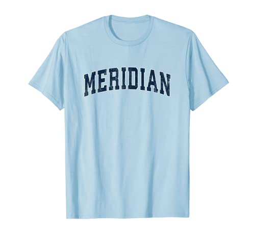 Meridian Idaho ID, diseño deportivo vintage, diseño azul marino Camiseta