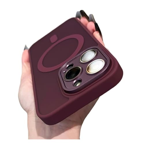 �}�b�g�d�グ�̃}�O�l�b�g���X�}�z�P�[�X�AiPhone 17 16 13 15 11 Pro Max 12 14 Plus�Ή��A���C�����X�[�d�Ή��A�J�����v���e�N�^�[�A�o���p�[�J�o�[(Wine Red,17 Pro)