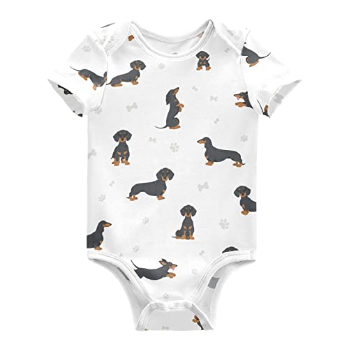 Image of vvfelixl Baby Girls' Bodysuits Black Pug White Short Sleeve Cotton Baby Clothes For Girls 0-24 Months