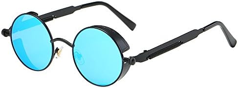 BOZEVON Punk Round Sunglasses - Classical Metal Cycling Retro Sunglasses For Women & Men