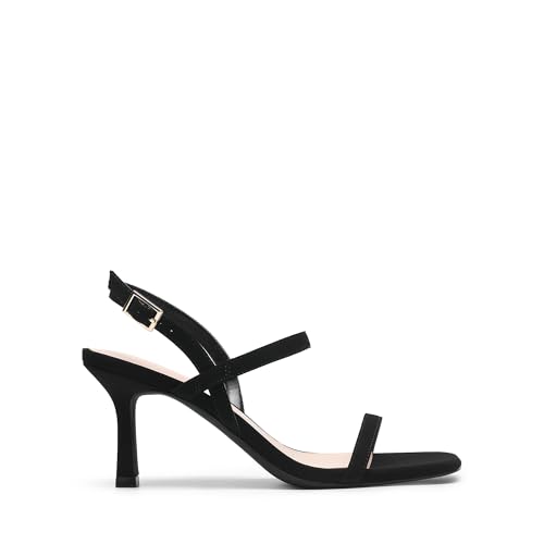 Image of DREAM PAIRS Womens Slingback Heels Square Open Toe Strappy Sandals Ankle Strap High Heeled Dressy Shoes